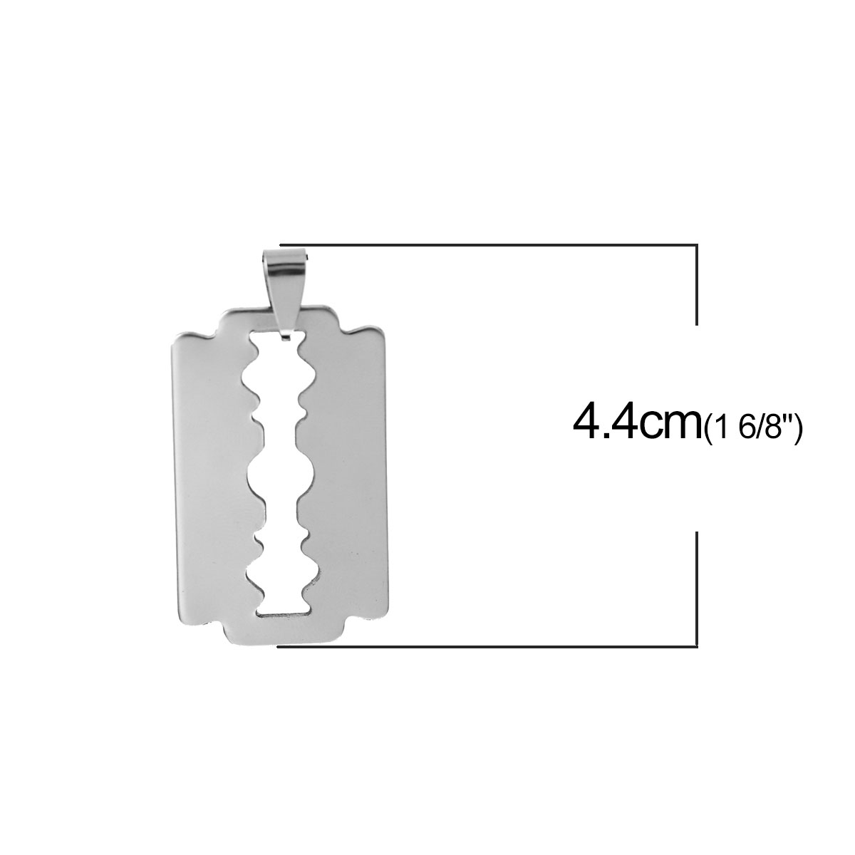 ステンレス鋼 ペンダント 刃 シルバートーン 透かし 44mm x 23mm、 5 個 の画像
