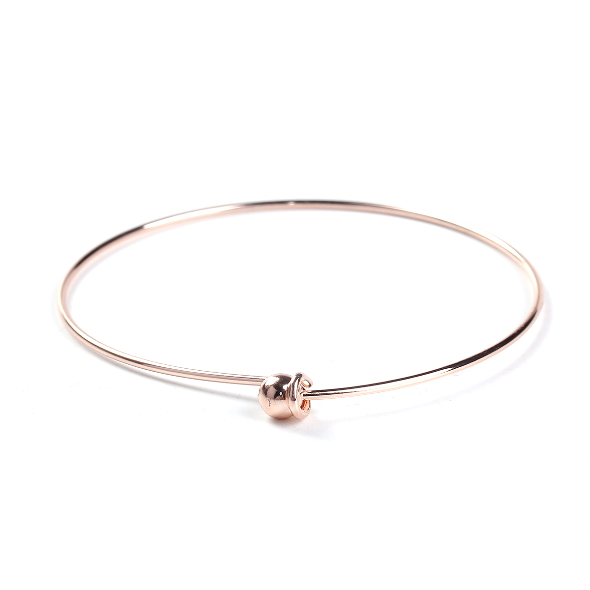 Picture of Brass Expandable Bangles Bracelets Round Single Bar Rose Gold 22cm(8 5/8") long, 2 PCs