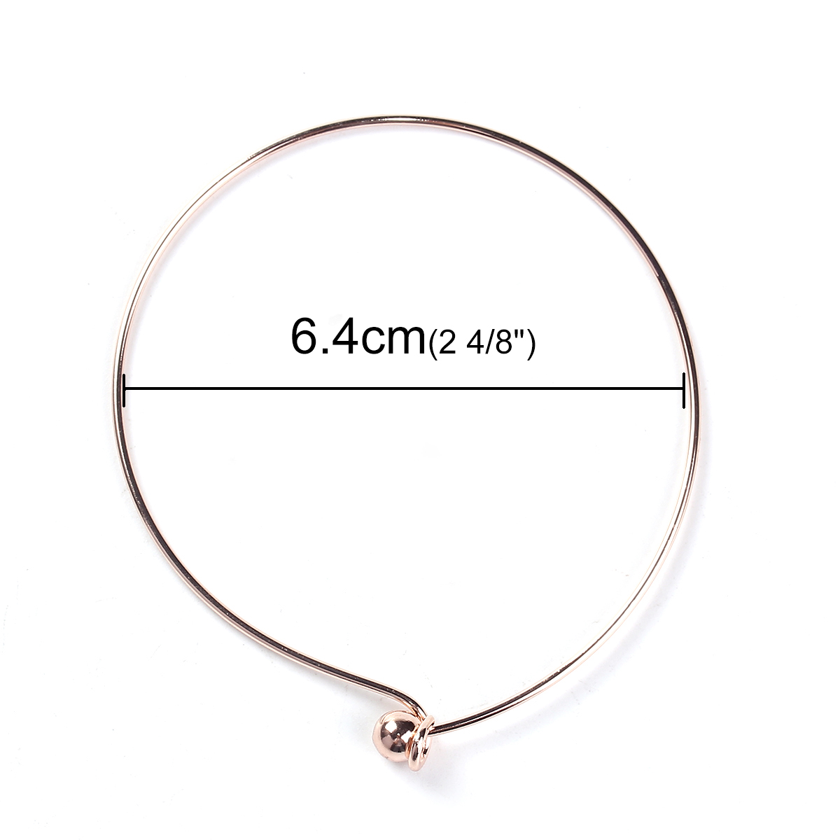 Picture of Brass Expandable Bangles Bracelets Round Single Bar Rose Gold 22cm(8 5/8") long, 2 PCs