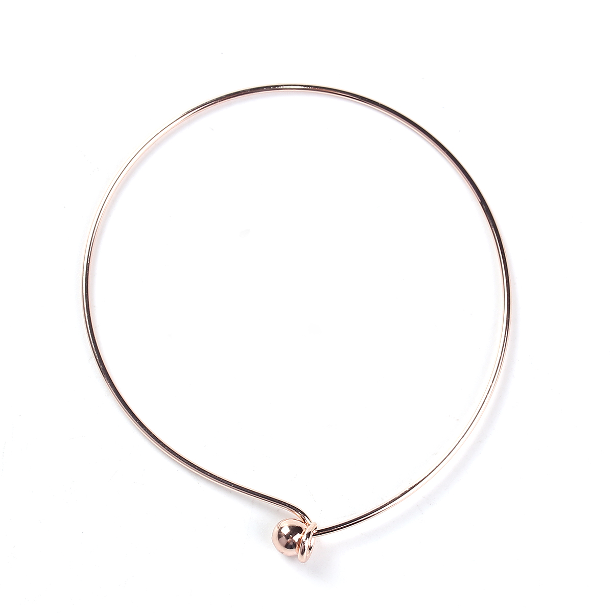 Picture of Brass Expandable Bangles Bracelets Round Single Bar Rose Gold 22cm(8 5/8") long, 2 PCs