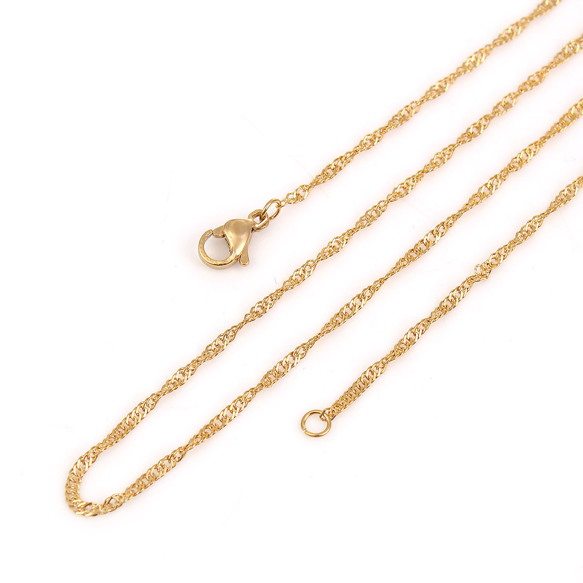 Picture of 1 Piece Vacuum Plating 304 Stainless Steel Braided Rope Chain Necklace For DIY Jewelry Making Gold Plated 50.5cm(19 7/8") long, Chain Size: 1.6mm