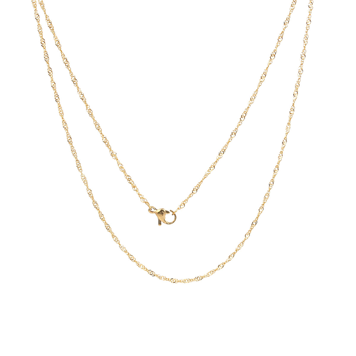 Picture of 1 Piece Vacuum Plating 304 Stainless Steel Braided Rope Chain Necklace For DIY Jewelry Making Gold Plated 50.5cm(19 7/8") long, Chain Size: 1.6mm