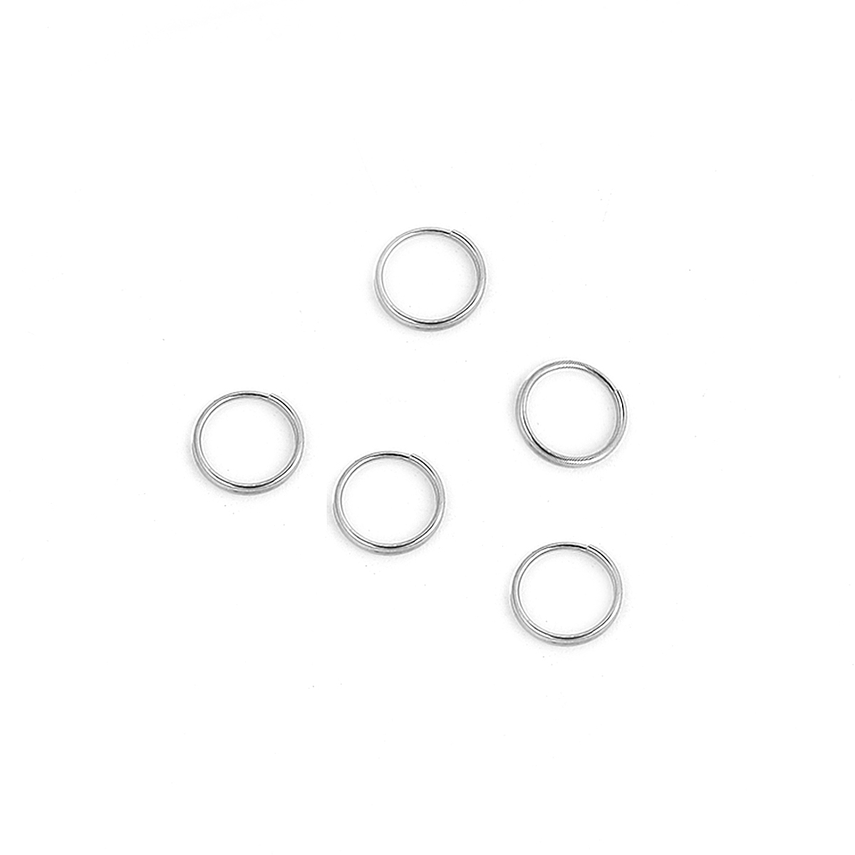 Picture of 500 PCs 8mm Dia., 0.6mm(23 gauge) 304 Stainless Steel Double Split Jump Rings Findings For Jewelry Making Silver Tone Round