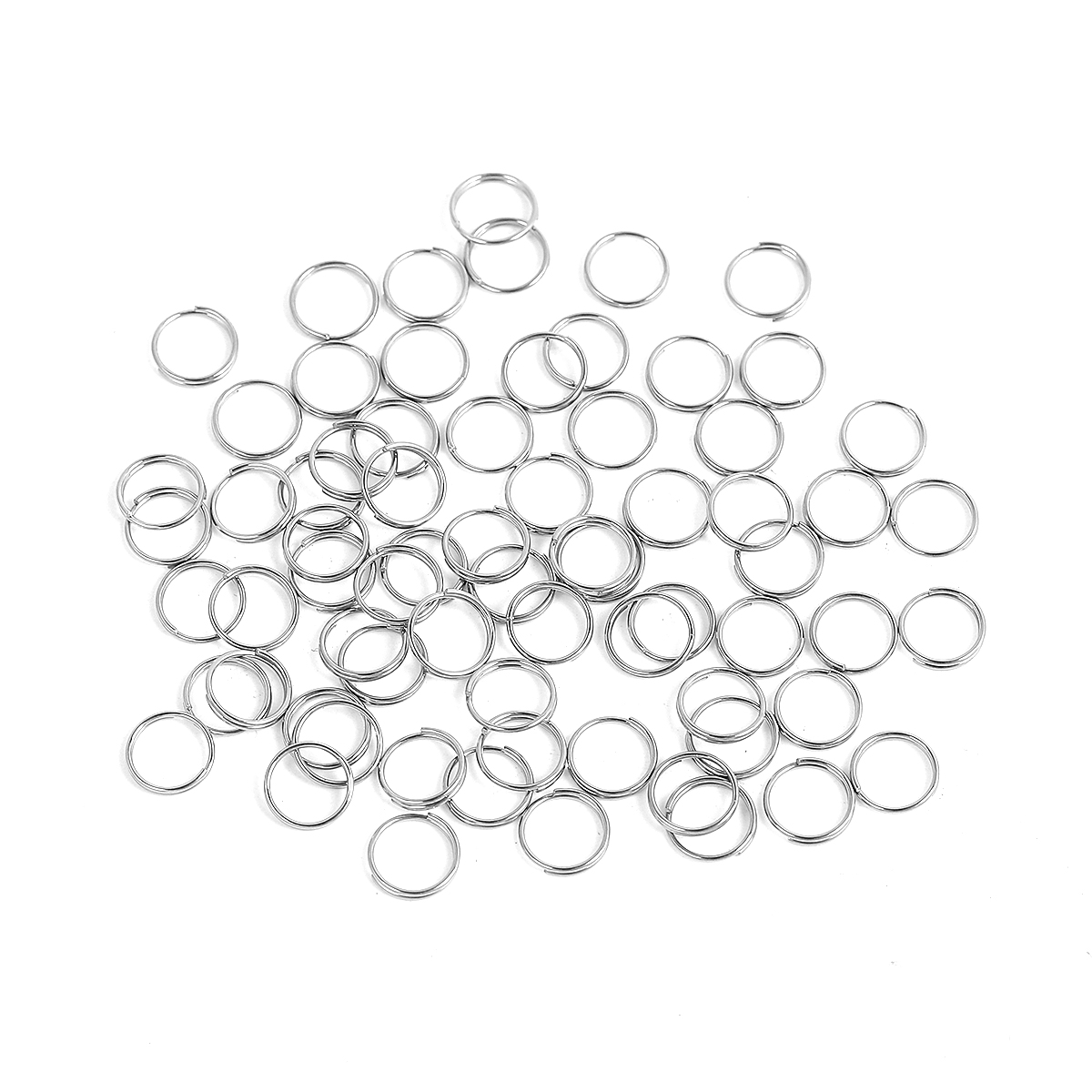 Picture of 500 PCs 8mm Dia., 0.6mm(23 gauge) 304 Stainless Steel Double Split Jump Rings Findings For Jewelry Making Silver Tone Round