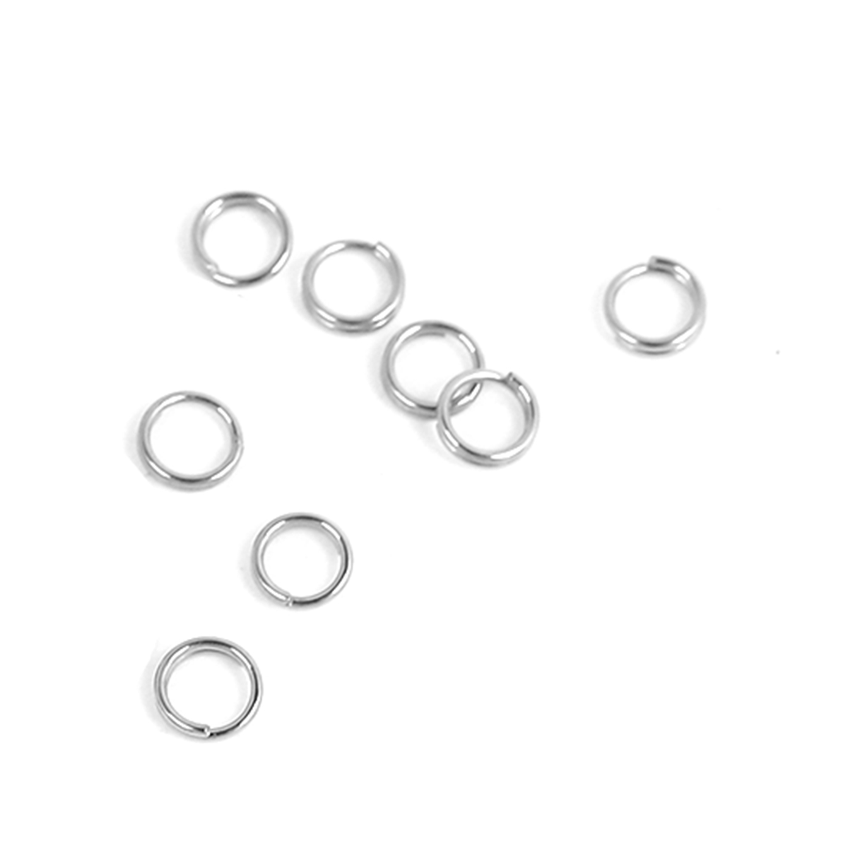 Picture of 1000 PCs 5mm Dia., 0.6mm(23 gauge) 304 Stainless Steel Double Split Jump Rings Findings For Jewelry Making Silver Tone Round