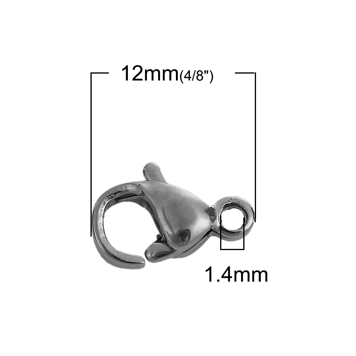 Picture of 304 Stainless Steel Lobster Clasp Findings Silver Tone 12mm x 7mm, 200 PCs