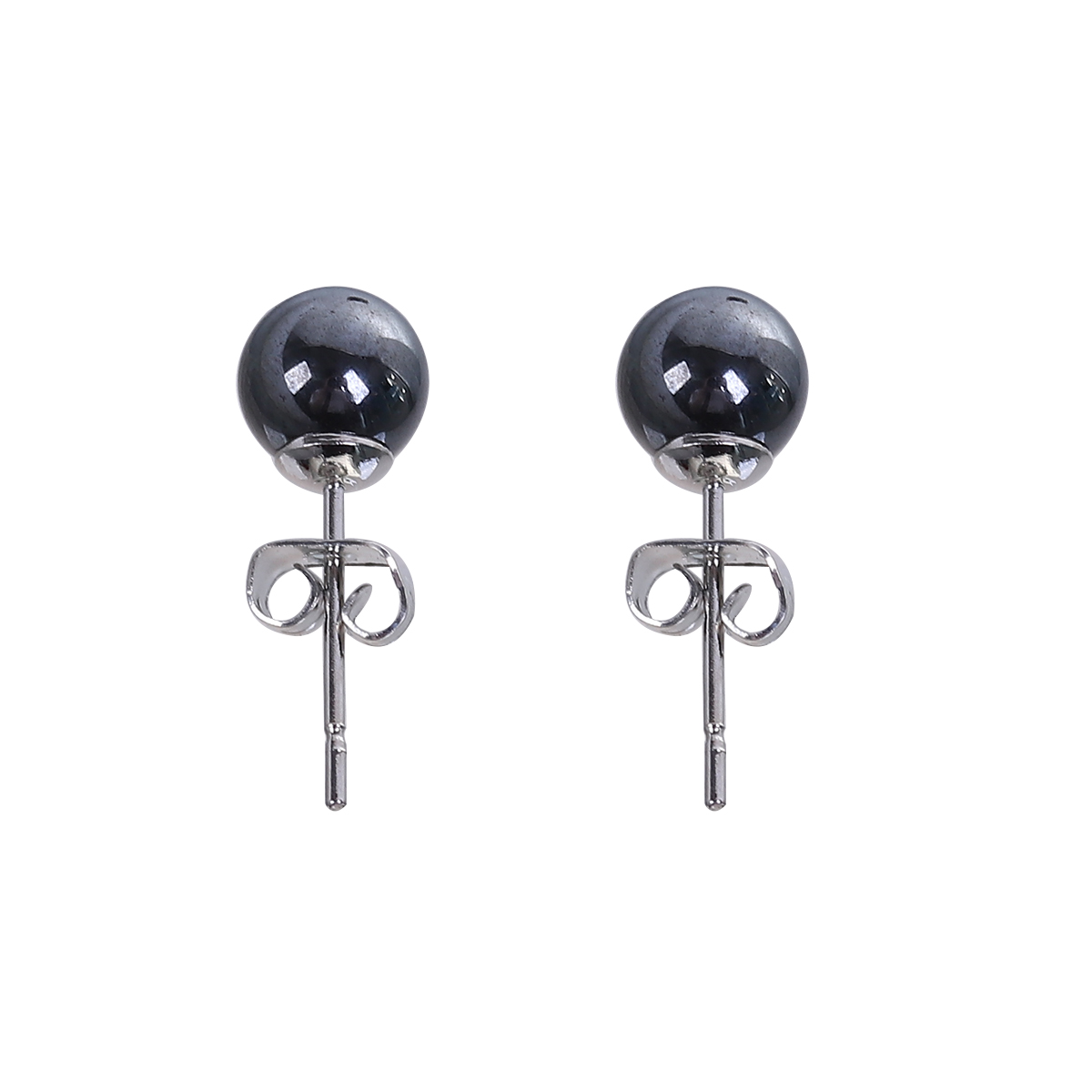 Bild von Edelstahl & Hämatit Ohrring Ohrstecker Metallgrau Schwarz Rund 19mm x 6mm, Drahtstärke: (21 gauge), 2 Paare