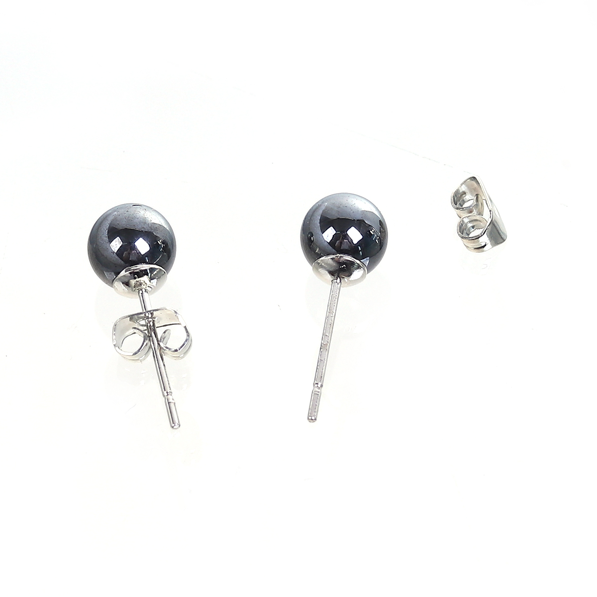 Bild von Edelstahl & Hämatit Ohrring Ohrstecker Metallgrau Schwarz Rund 19mm x 6mm, Drahtstärke: (21 gauge), 2 Paare