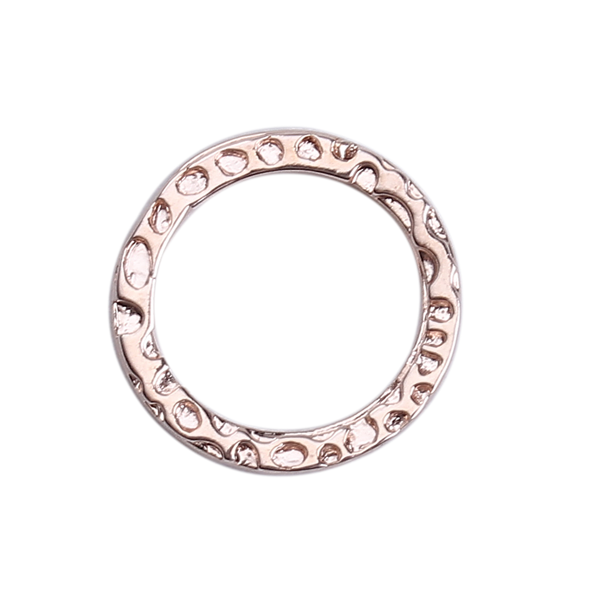 Picture of Brass Hammered Charms Circle Ring Rose Gold 11mm( 3/8") Dia, 5 PCs