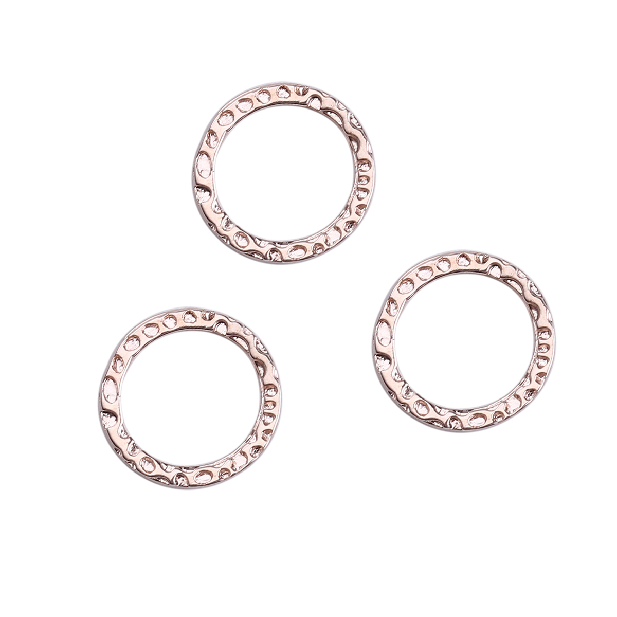 Picture of Brass Hammered Charms Circle Ring Rose Gold 11mm( 3/8") Dia, 5 PCs