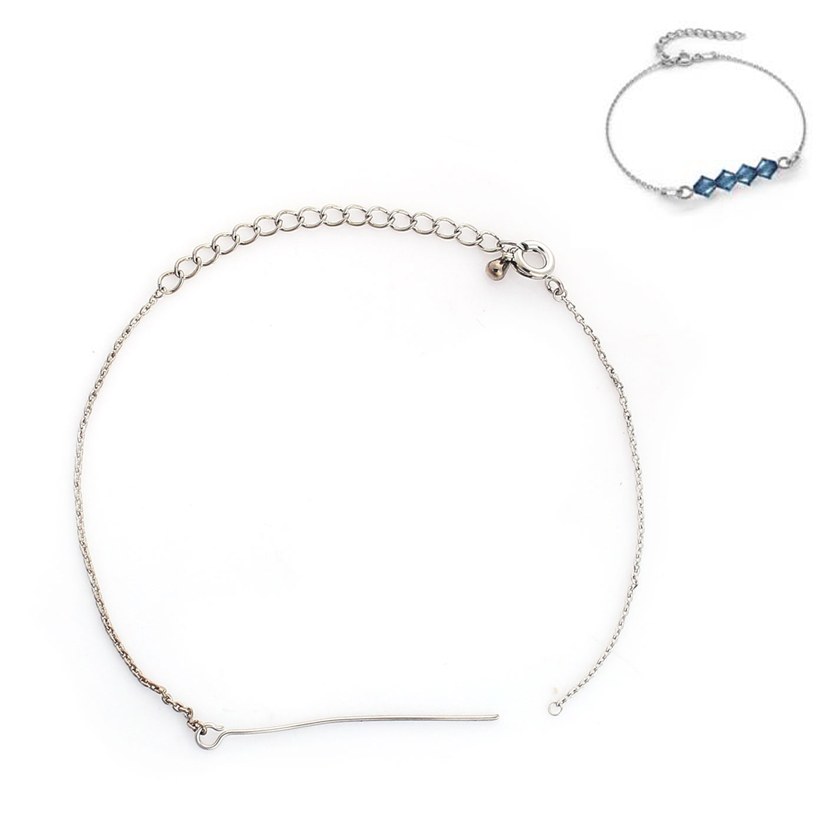 Picture of Brass Beaded Bracelets Silver Tone 18cm(7 1/8") long, 1 Piece