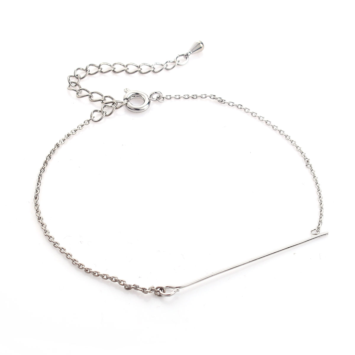 Picture of Brass Beaded Bracelets Silver Tone 18cm(7 1/8") long, 1 Piece