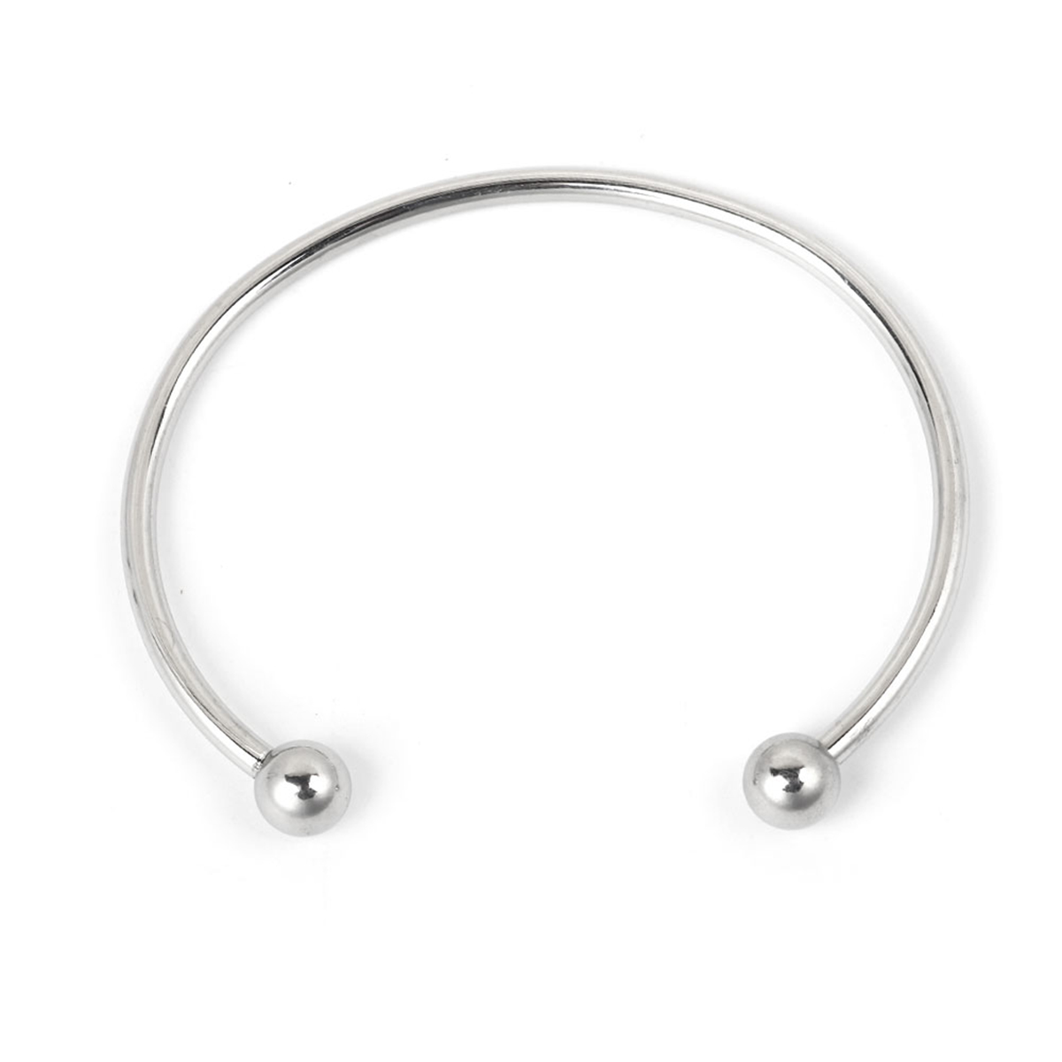 Image de Bracelet Manchette Jonc Semi-Ouvert en 304 Acier Inoxydable Rond Argent Mat 17cm 1 Pièce