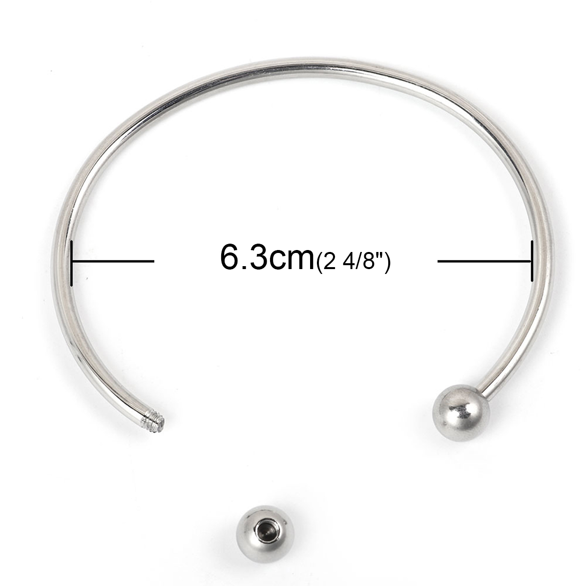 Image de Bracelet Manchette Jonc Semi-Ouvert en 304 Acier Inoxydable Rond Argent Mat 17cm 1 Pièce