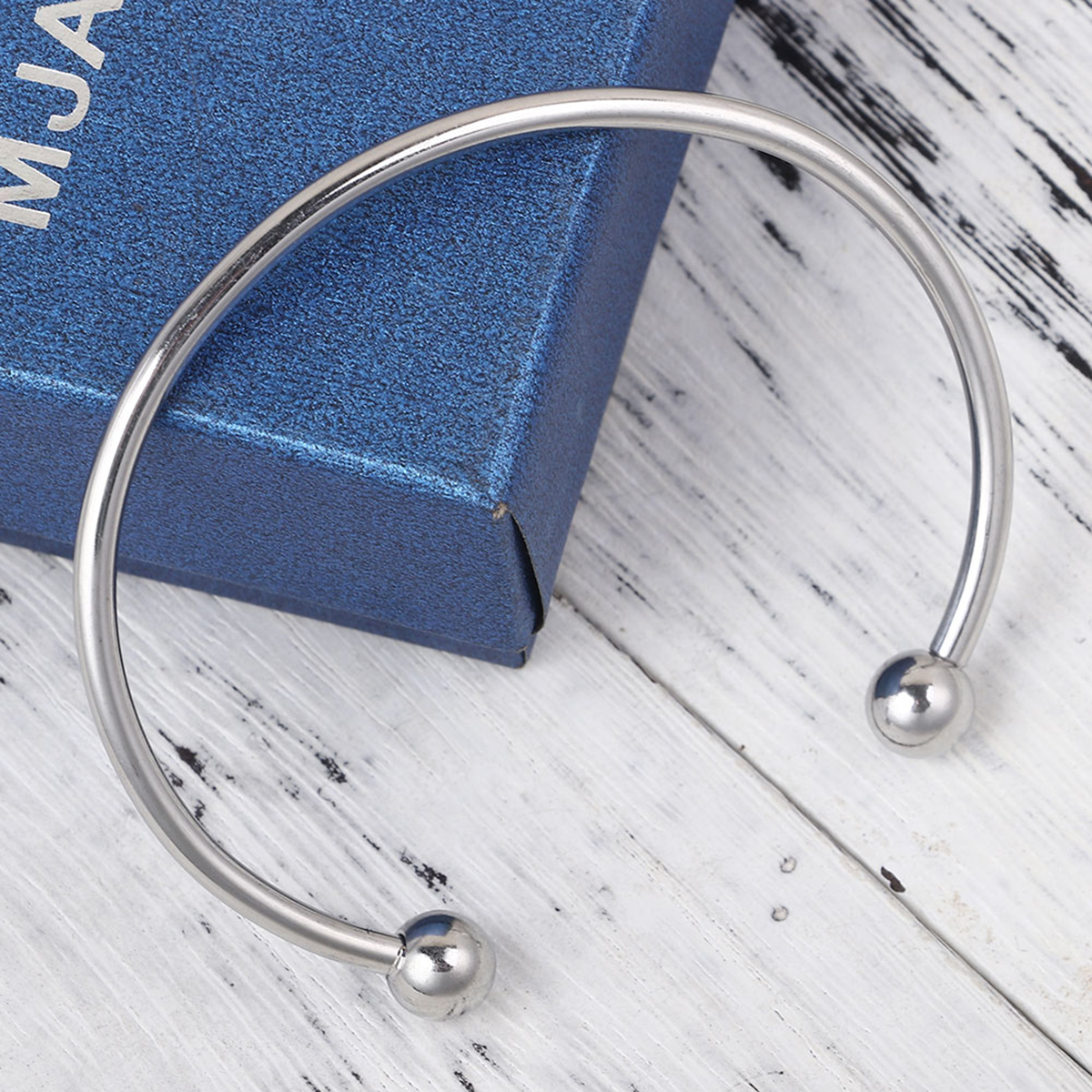 Image de Bracelet Manchette Jonc Semi-Ouvert en 304 Acier Inoxydable Rond Argent Mat 17cm 1 Pièce
