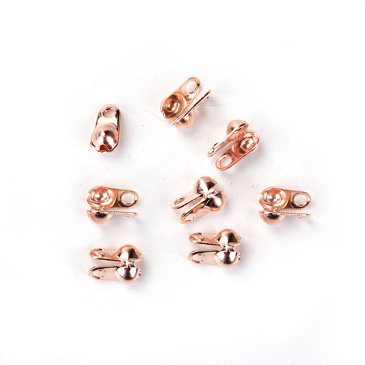 Immagine di Lega di Ferro Coprinodo con Gancio catena connettore chiusura Conchiglia Oro Rosa (Adatto Dimensione della catena: 2.4mm) 6mm x 5mm, 300 Pz