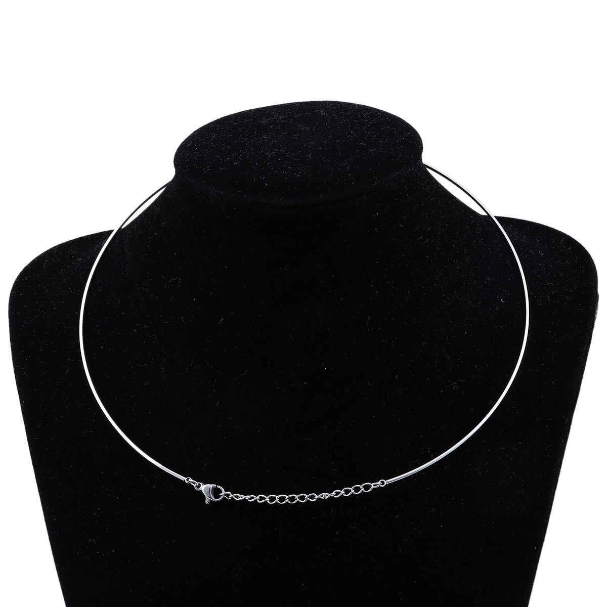 Image de Collier Tour de Cou en 304 Acier Inoxydable Argent Mat 40cm Long, 1 Pièce