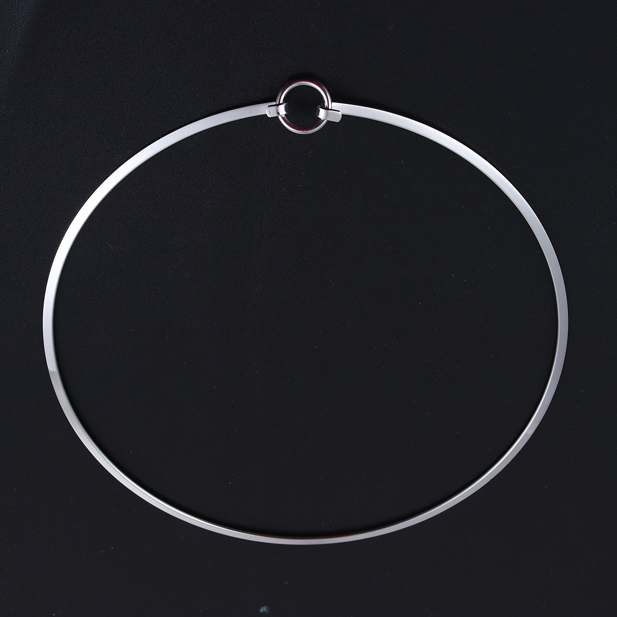 Picture of 304 Stainless Steel Collar Neck Ring Necklace Silver Tone Round Can Open 45cm(17 6/8") long, 1 Piece