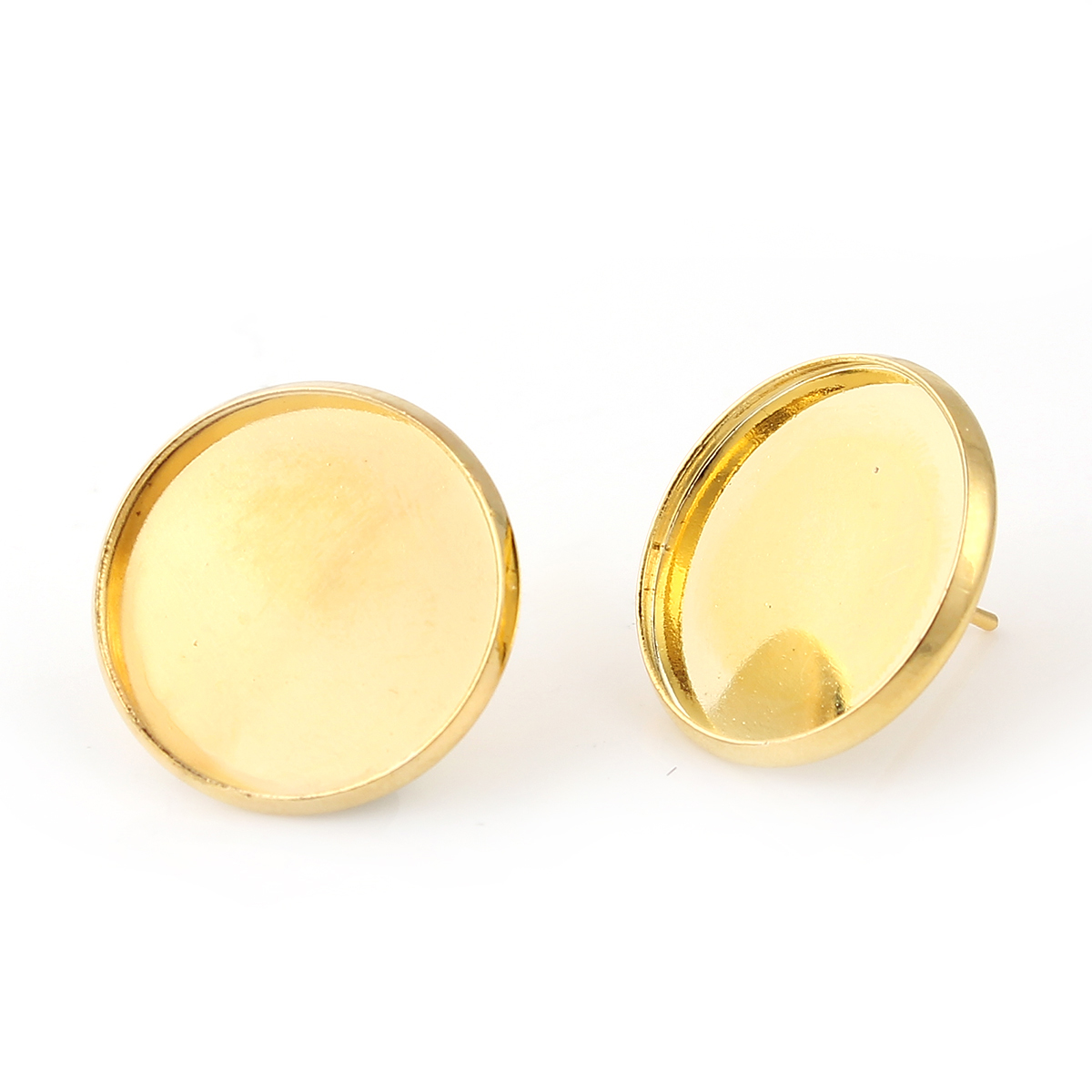 真鍮 イヤリングパーツ 円形 金メッキ 台座付 ( 18mmに適応) 20mm x 14mm、 10 個 の画像