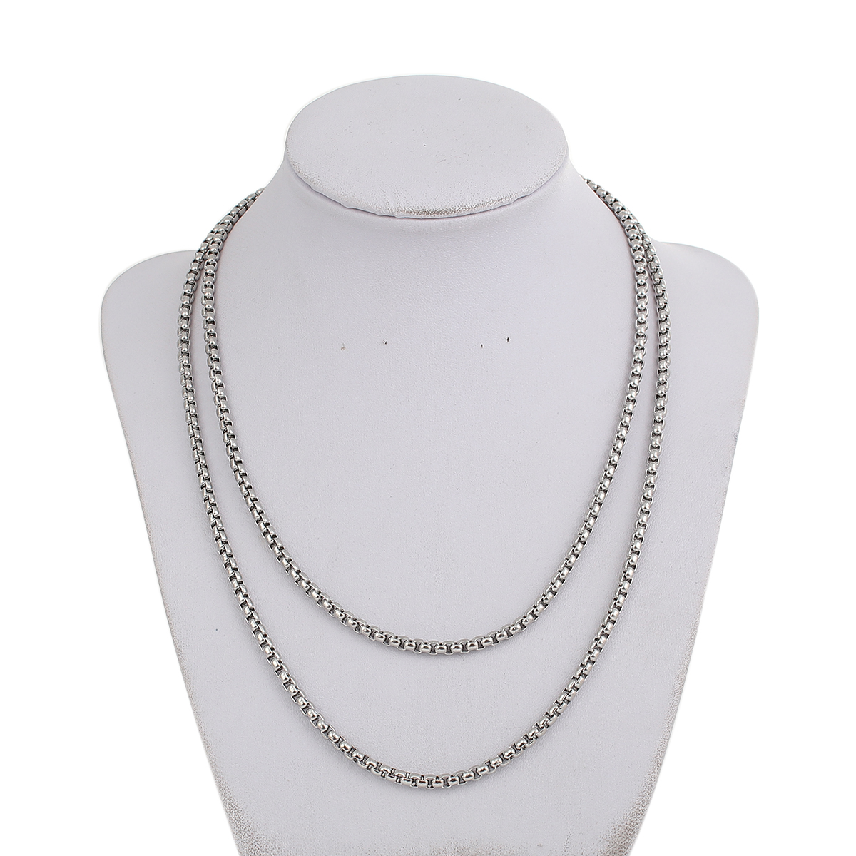 Picture of 304 Stainless Steel Box Chain Necklace Silver Tone 91cm(35 7/8") long, Chain Size: 3.5x3mm( 1/8" x 1/8"), 1 Piece