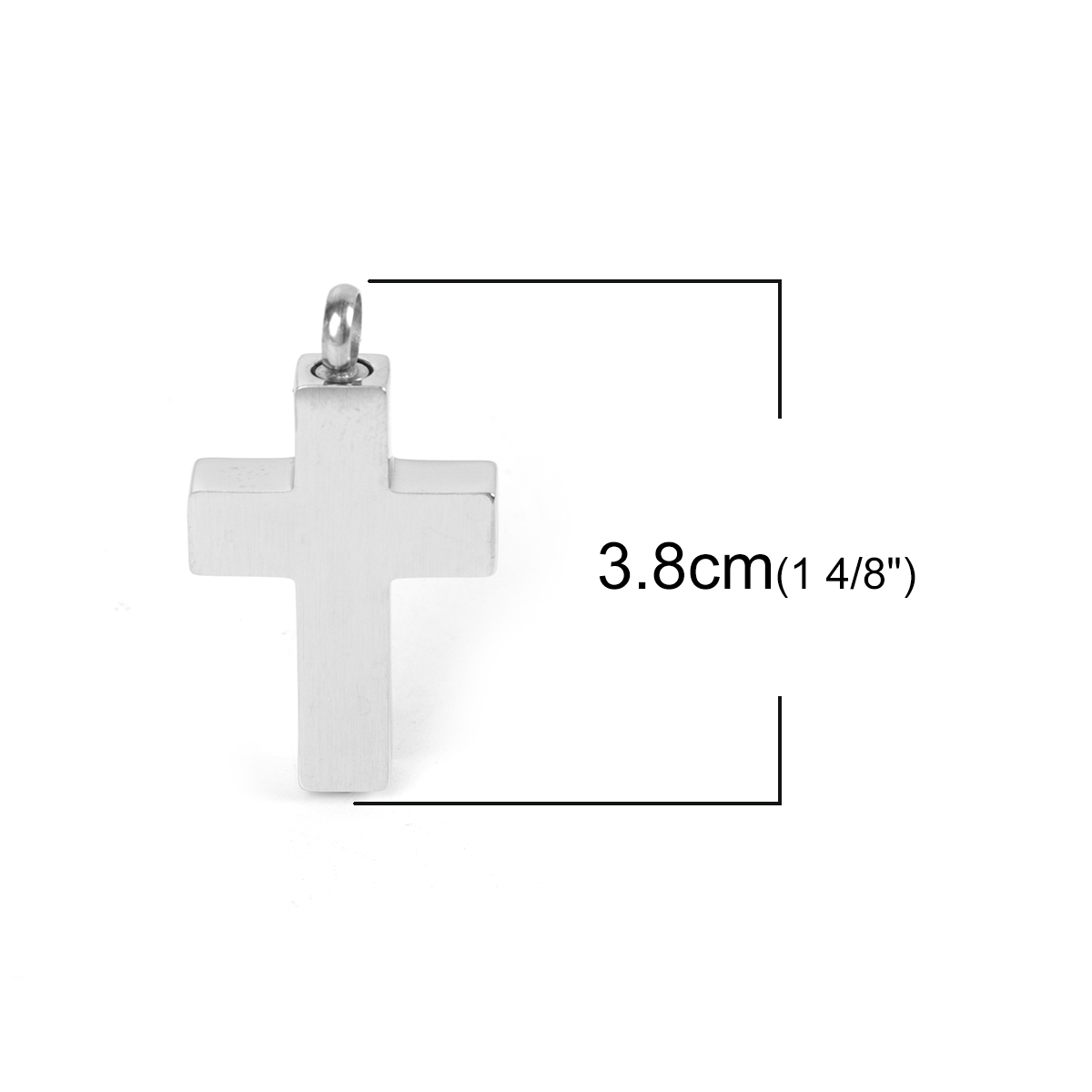 Picture of 304 Stainless Steel Cremation Ash Urn Pendants Cross Silver Tone 38mm(1 4/8") x 22mm( 7/8"), 1 Piece”