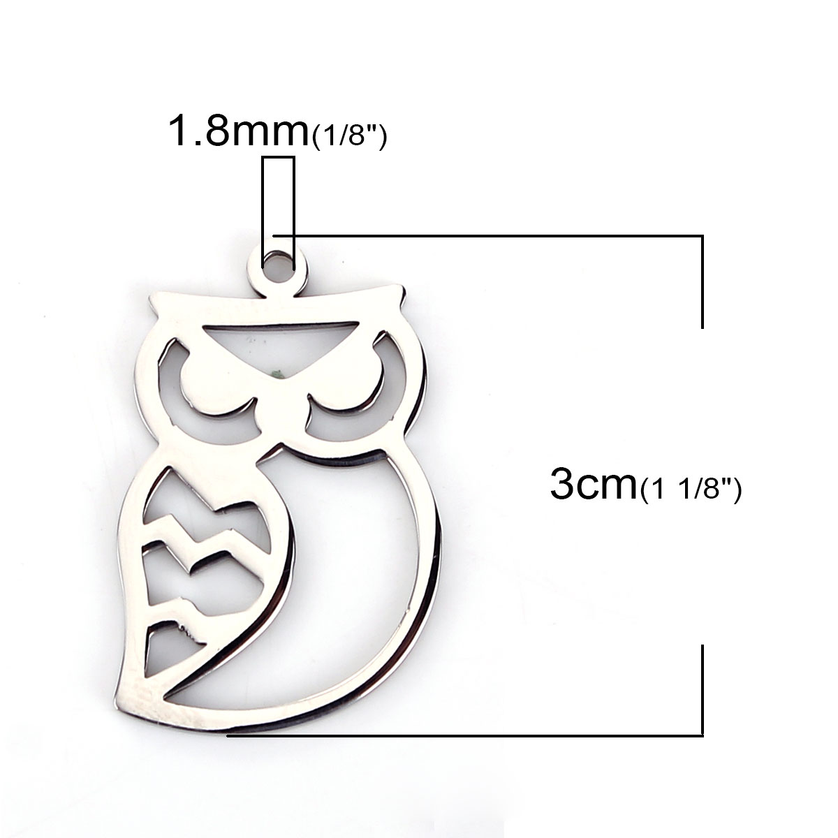 Bild von 304 Edelstahl Haustier Silhouette Anhänger Eule Silberfarbe Hohl 30mm x 20mm, 1 Stück
