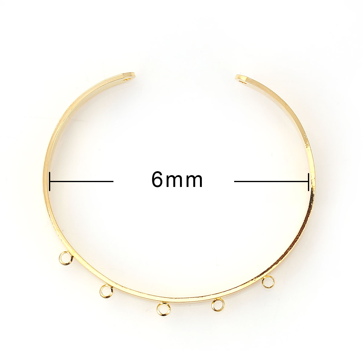 Picture of Brass Open Cuff Bangles Bracelets Base For DIY Jewelry Making Gold Plated Can Hanging Charms 16cm(6 2/8") long, 1 Piece