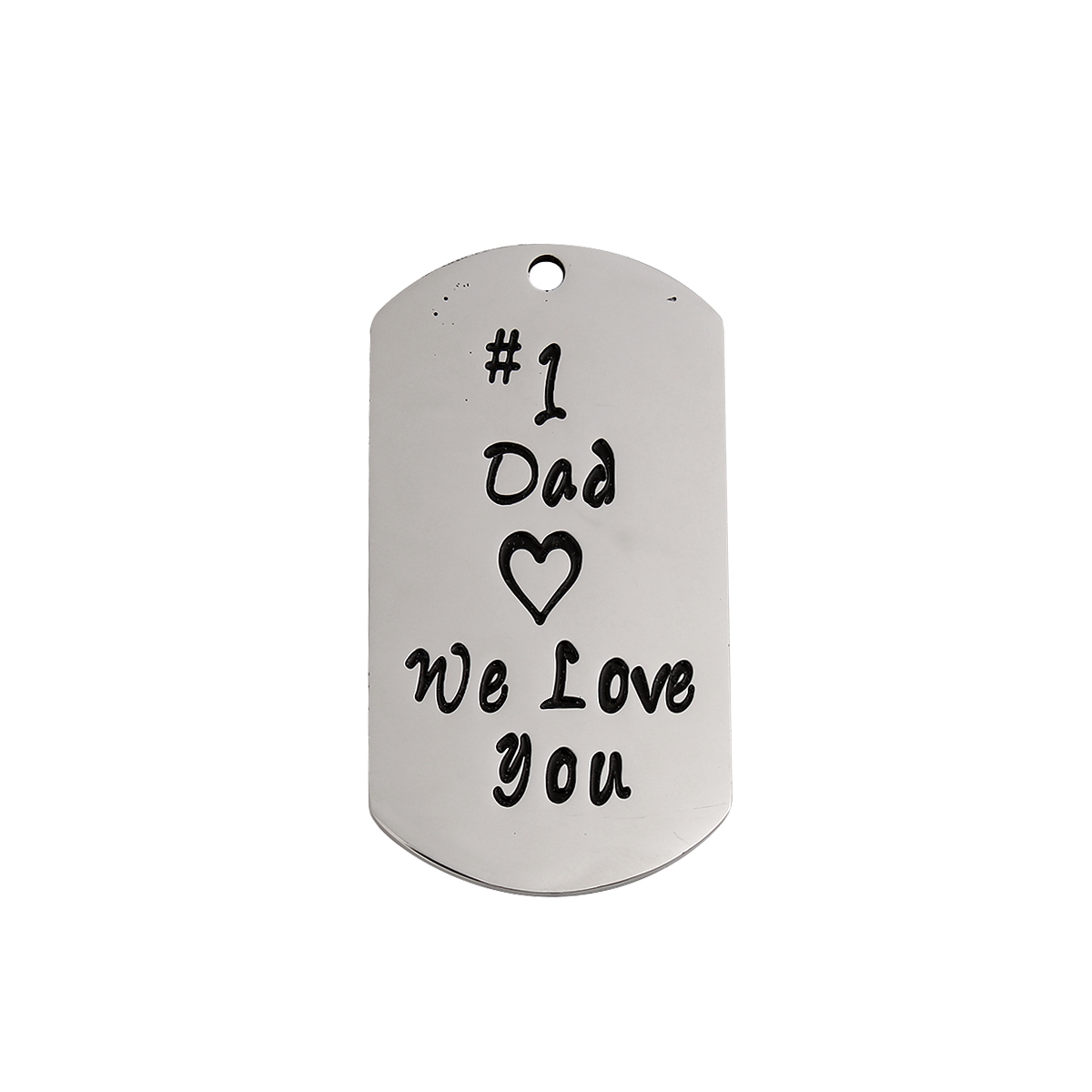 Picture of 201 Stainless Steel Pendants Rectangle Silver Tone Black Message " #1 Dad We Love you " 48mm(1 7/8") x 26mm(1"), 1 Piece