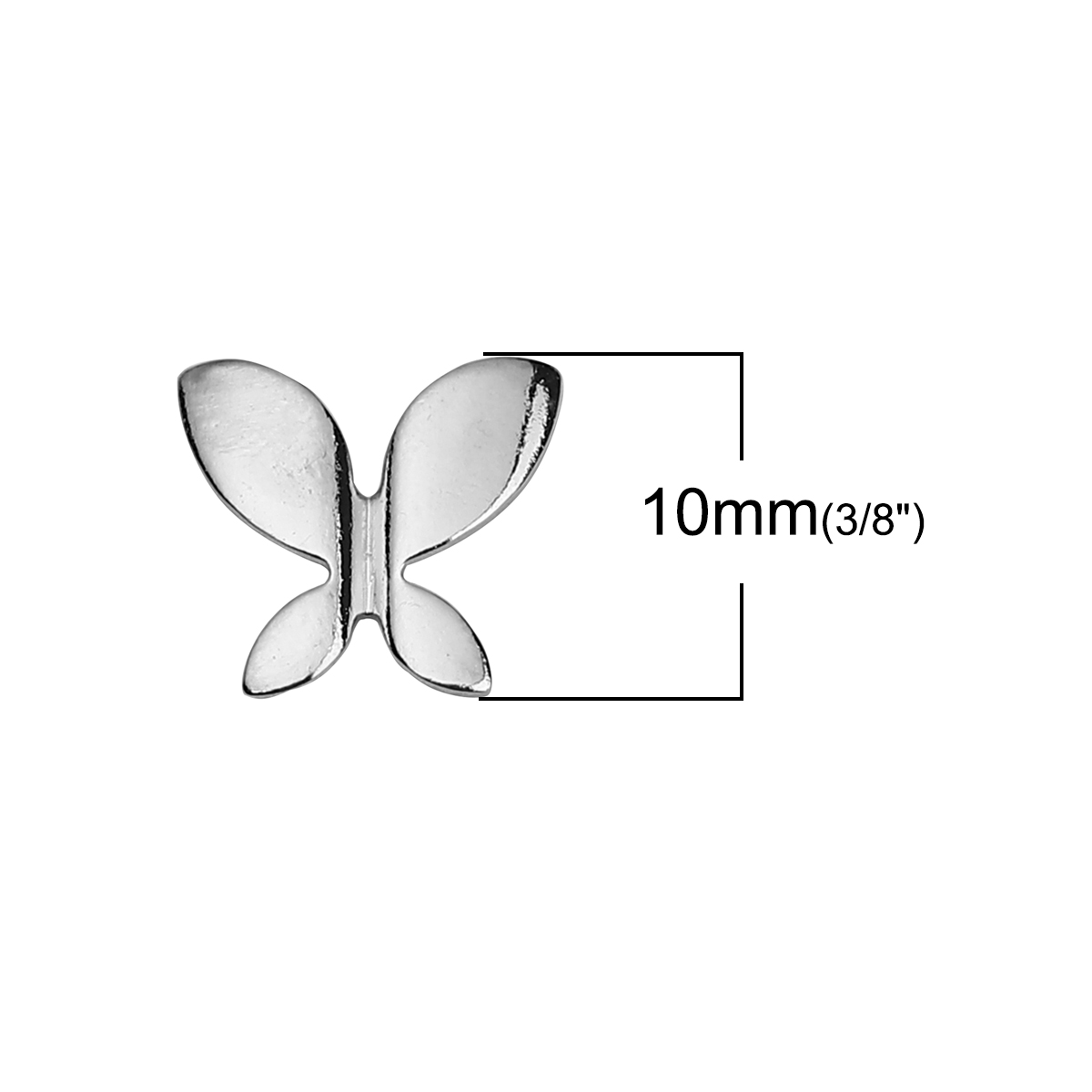Picture of Brass Embellishments Silver Tone Butterfly Animal 11mm( 3/8") x 10mm( 3/8"), 30 PCs