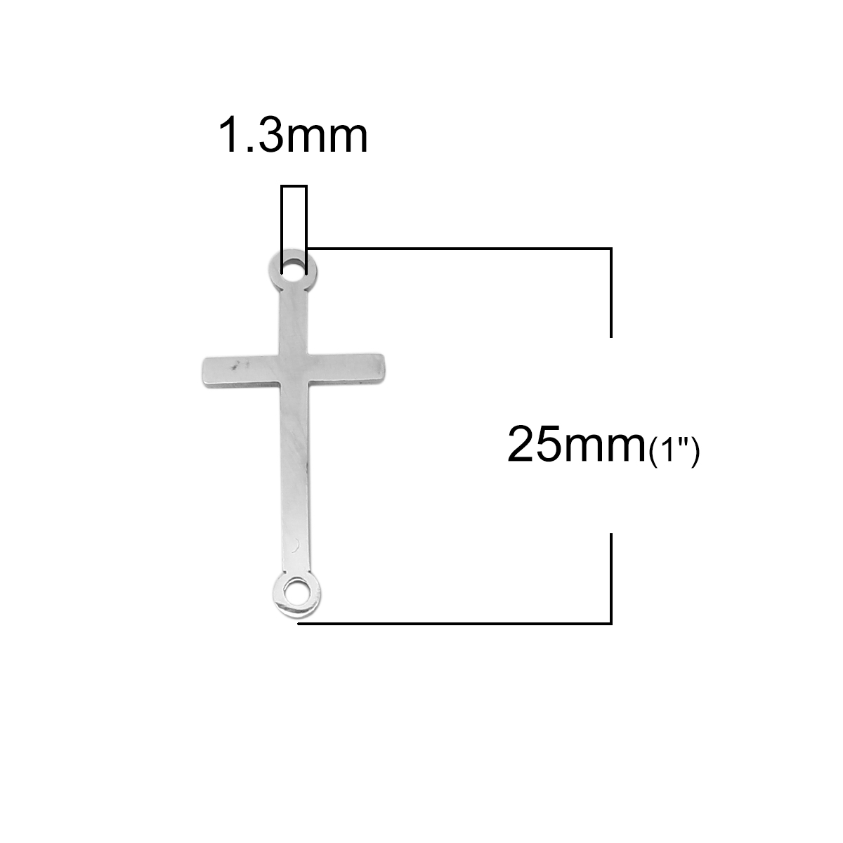 Bild von 304 Edelstahl Verbinder Kreuz Silberfarbe 25mm x 12mm, 5 Stück