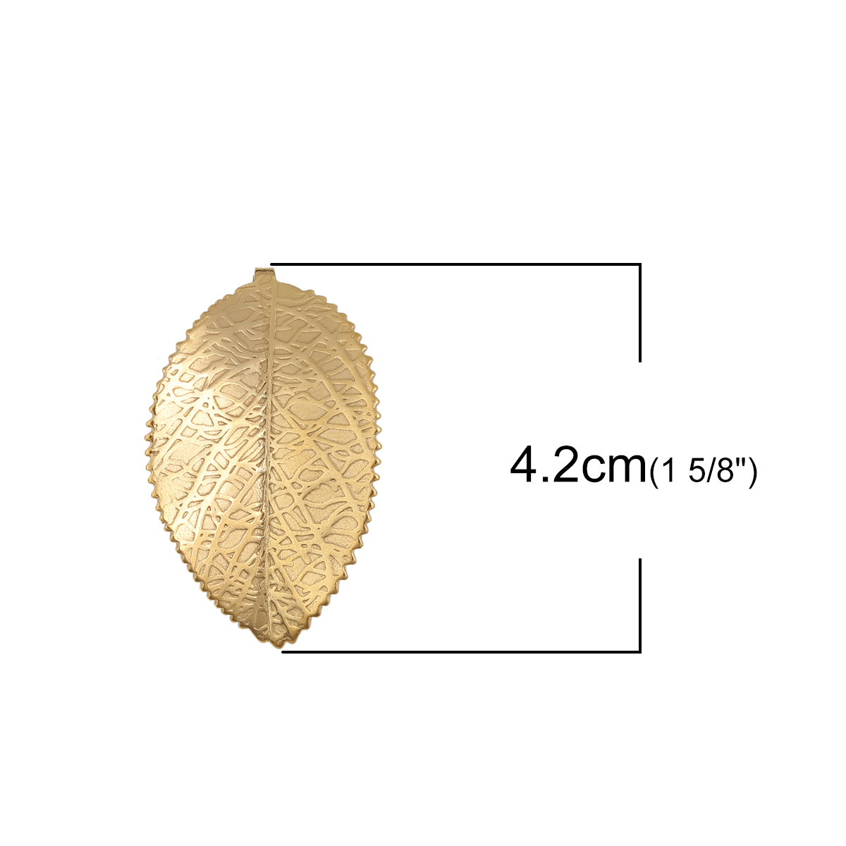 Picture of Stainless Steel Pendants Leaf Gold Plated 42mm(1 5/8") x 25mm(1"), 5 PCs