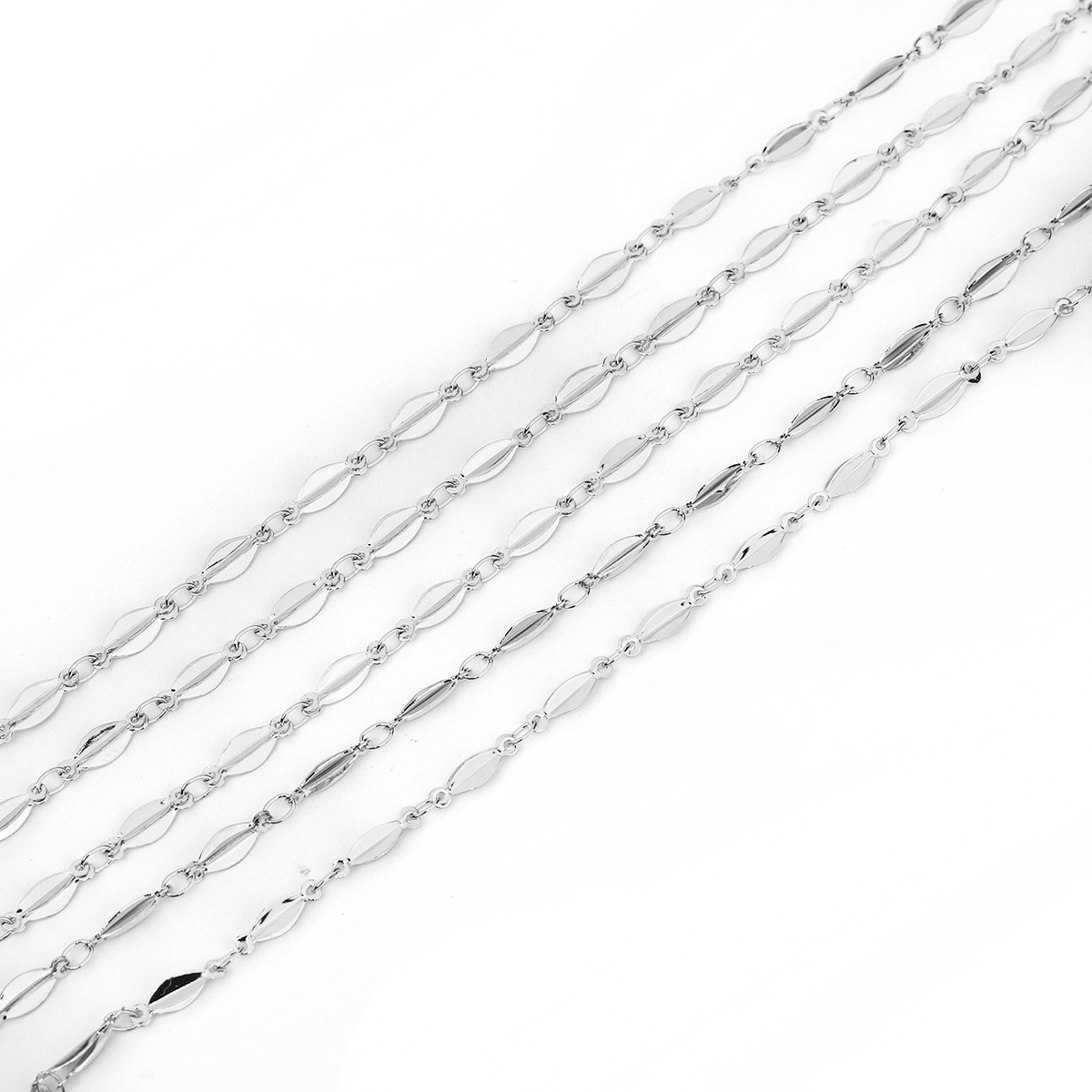 Picture of Brass Link Chain Findings Leaf Silver Tone 11x4mm( 3/8" x 1/8"), 1 M