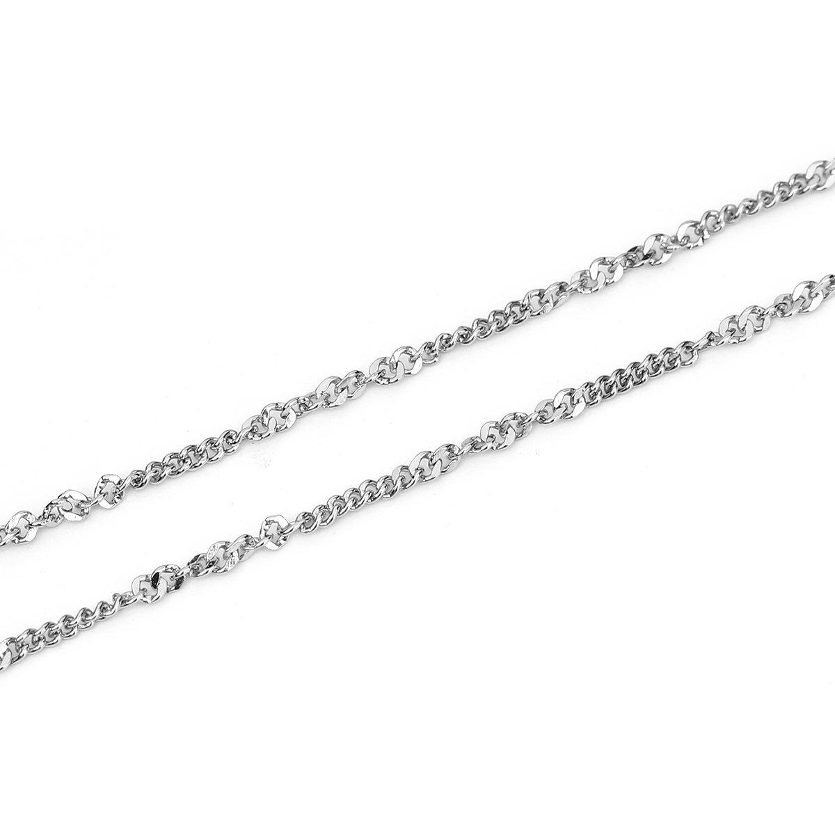 Picture of 304 Stainless Steel Soldered Link Chain Twisted Silver Tone 2.2x1.3mm( 1/8" x1.3mm), 5 M