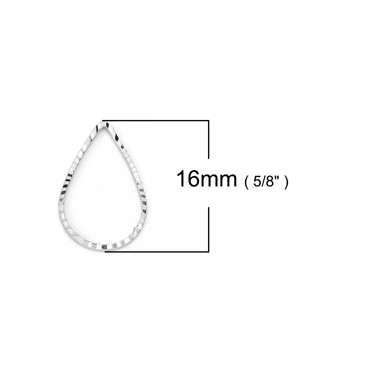 Picture of Brass Connectors Drop Silver Tone 16mm( 5/8") x 11mm( 3/8"), 100 PCs