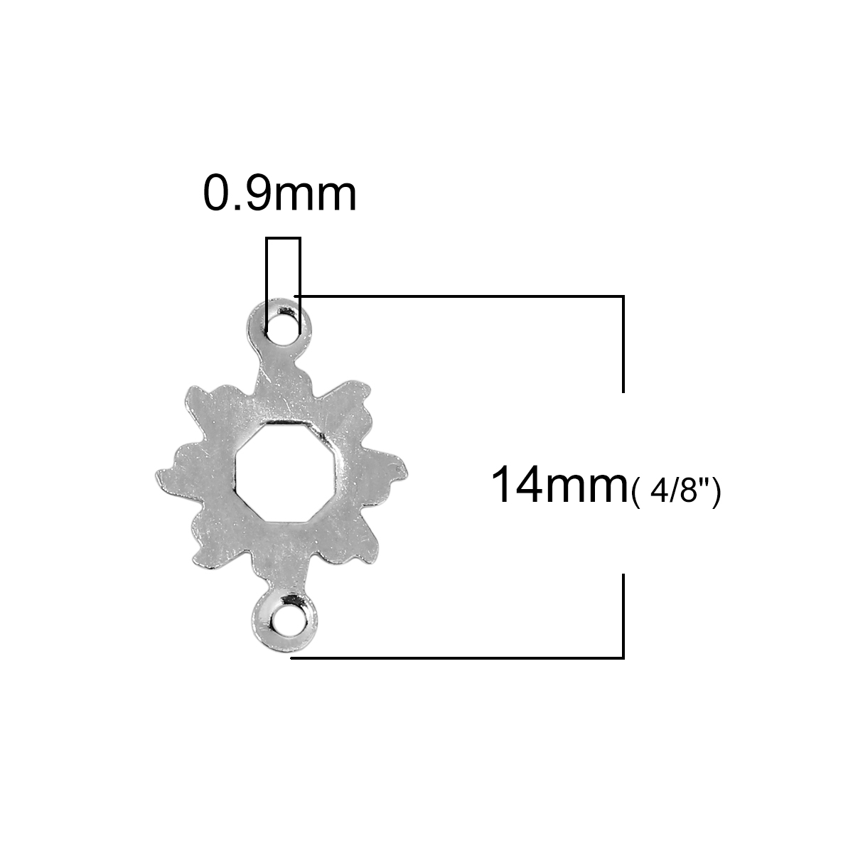 Picture of Brass Connectors Flower Silver Tone 14mm( 4/8") x 10mm( 3/8"), 30 PCs