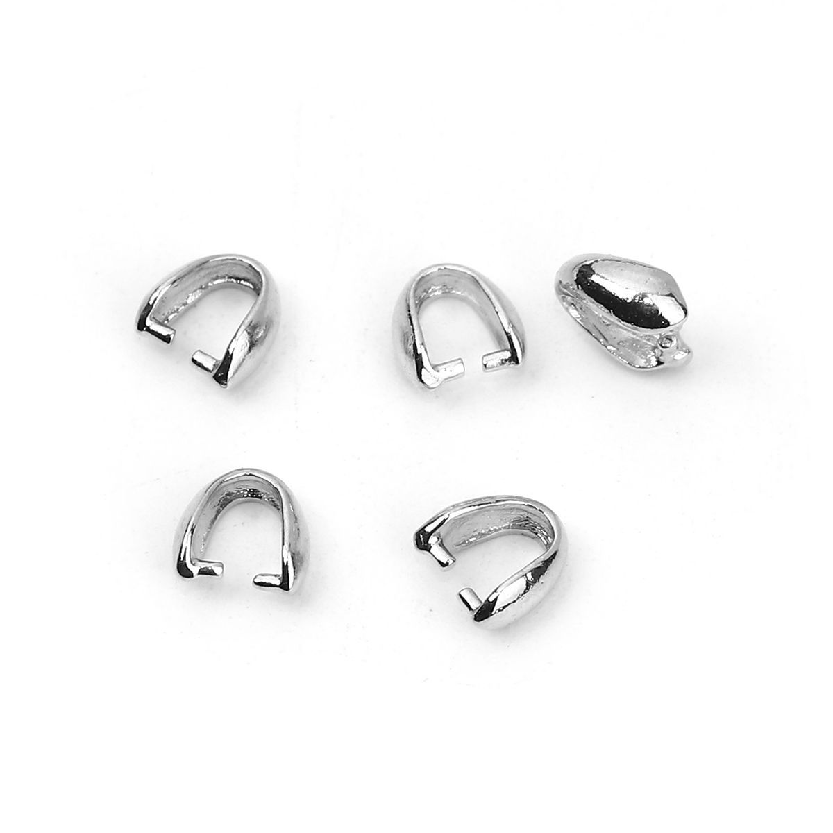 Bild von Messing Collierschlaufe Anhängerschlauf​e Silberfarbe 6mm x 5mm, 20 Stück