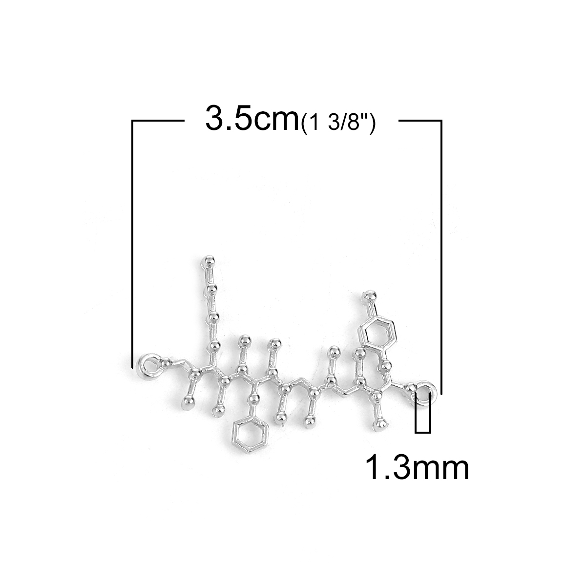 Picture of Zinc Based Alloy Molecule Chemistry Science Connectors Silver Tone 35mm x 23mm, 10 PCs