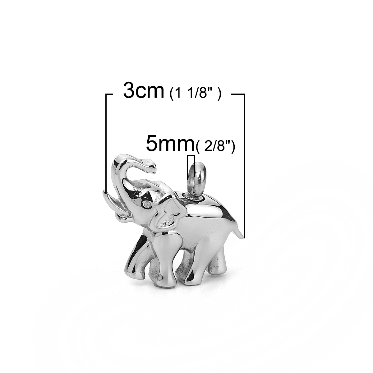 Picture of 304 Stainless Steel Cremation Ash Urn Pendants Elephant Animal Silver Tone 30mm(1 1/8") x 26mm(1"), 1 Piece”