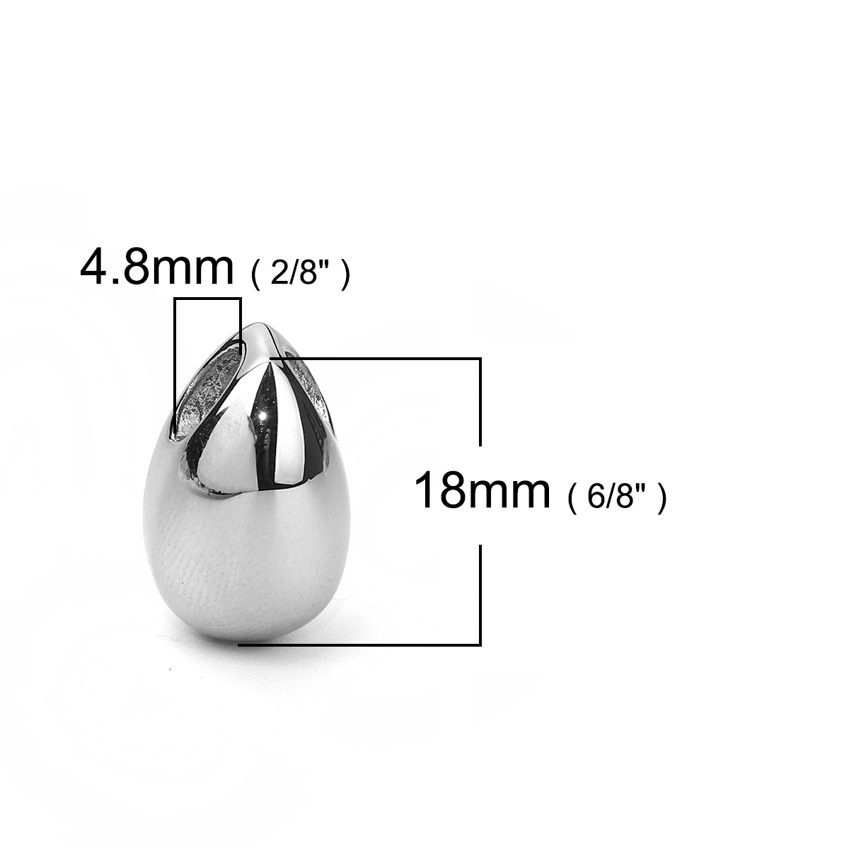 Picture of 304 Stainless Steel Charms Drop Silver Tone 18mm( 6/8") x 12mm( 4/8"), 1 Piece”