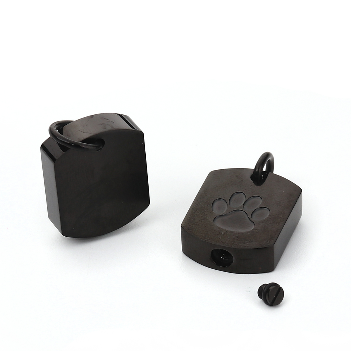 Imagen de 304 Acero Inoxidable Cremación Pet Ash Urn Colgantes Charms Rectángulo Negro Huella 26mm x 17mm, 1 Unidad”