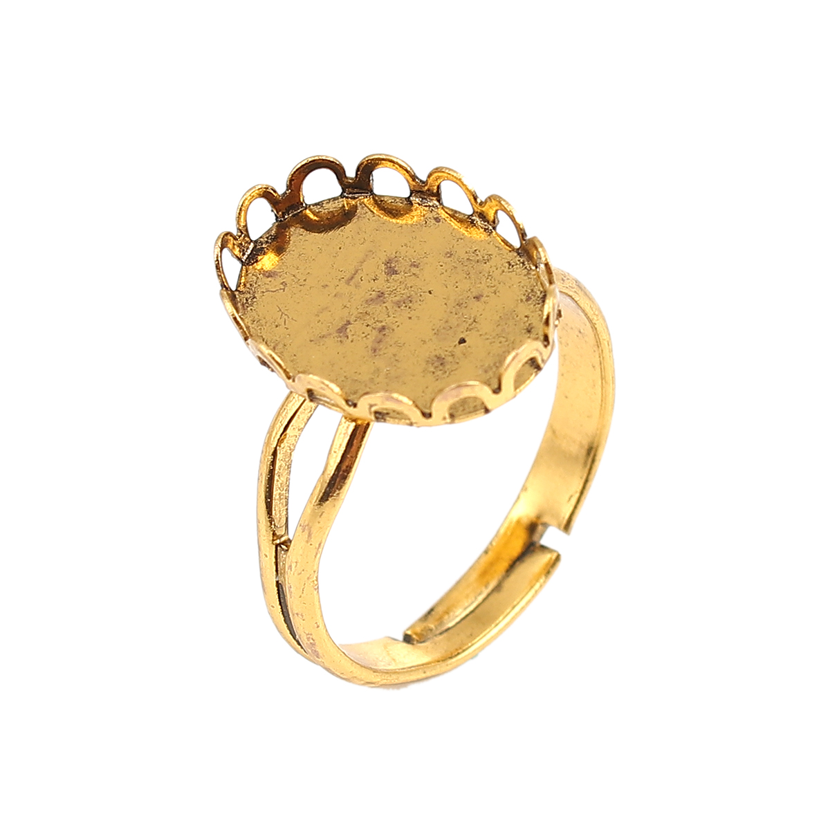 Picture of Brass Rings Oval Gold Tone Antique Gold Cabochon Settings (Fits 14mmx10mm) 16.5mm( 5/8")(US Size 6), 5 PCs