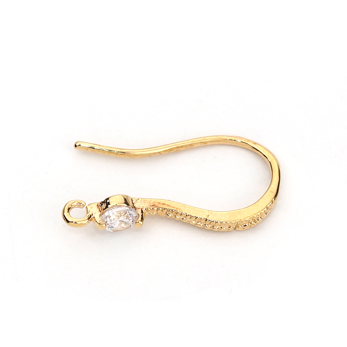 Bild von Messing Ohrring Ohrhken Echtgold plattiert M/Öse Transparent Strass 16mm x 3mm, Drahtstärke: (20 gauge), 4 Stück