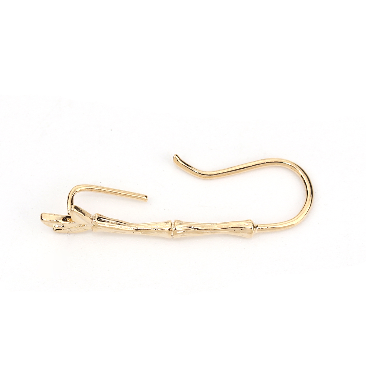 Bild von Messing Ohrring Ohrhaken Echtgold plattiert Bamboo-förmig Mit offener Schleife (Halten ss5 Spitzboden Strass) 29mm x 6mm - 27mm x6mm, Drahtstärke: (19 gauge), 4 Stück