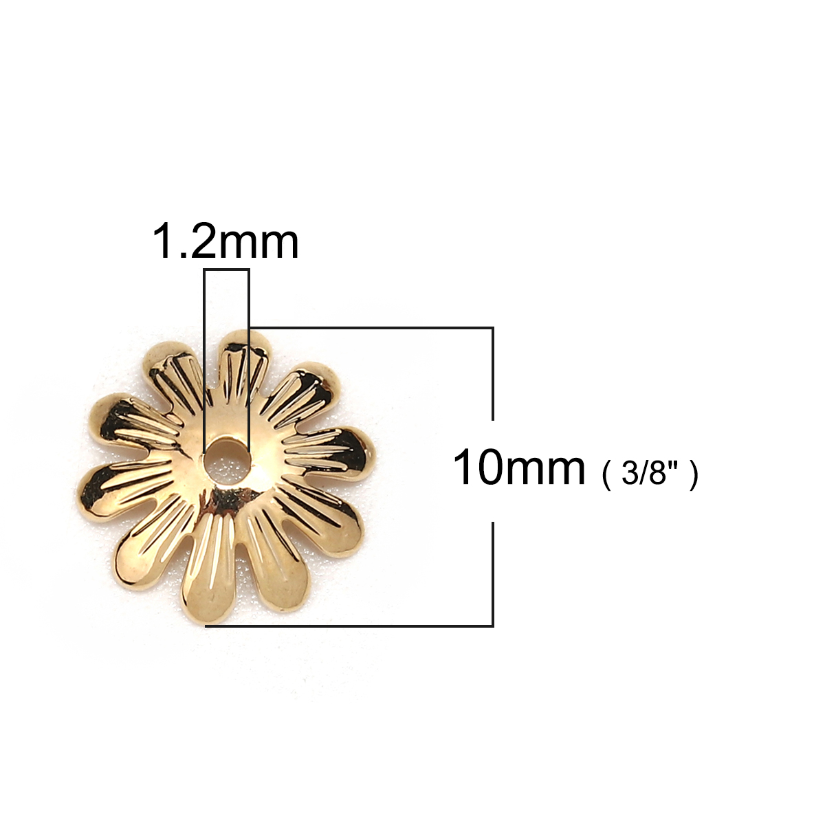 Bild von Messing Perlkappen Blumen Echtgold plattiert (Für Perlengröße: 12mm D.) 10mm x 10mm, 20 Stück