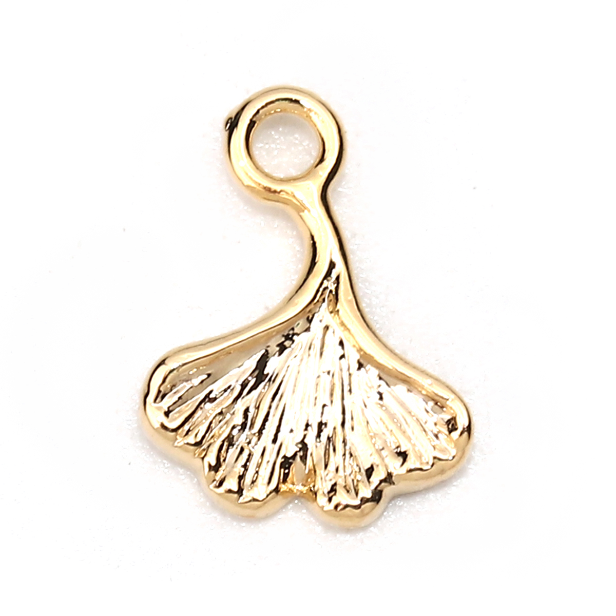 Image de Breloques en Laiton Feuille de Ginkgo Plaqué Or Véritable 11mm x 8mm, 5 Pcs
