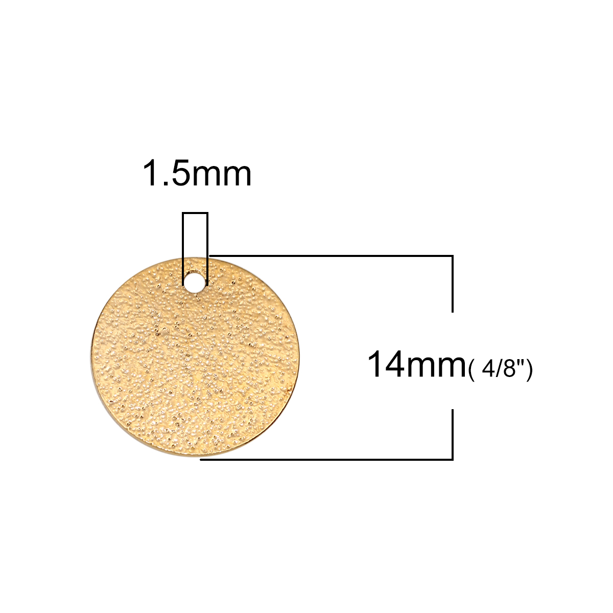 Picture of Brass Charms Round Disc Gold Plated Sparkledust 14mm( 4/8") Dia, 10 PCs