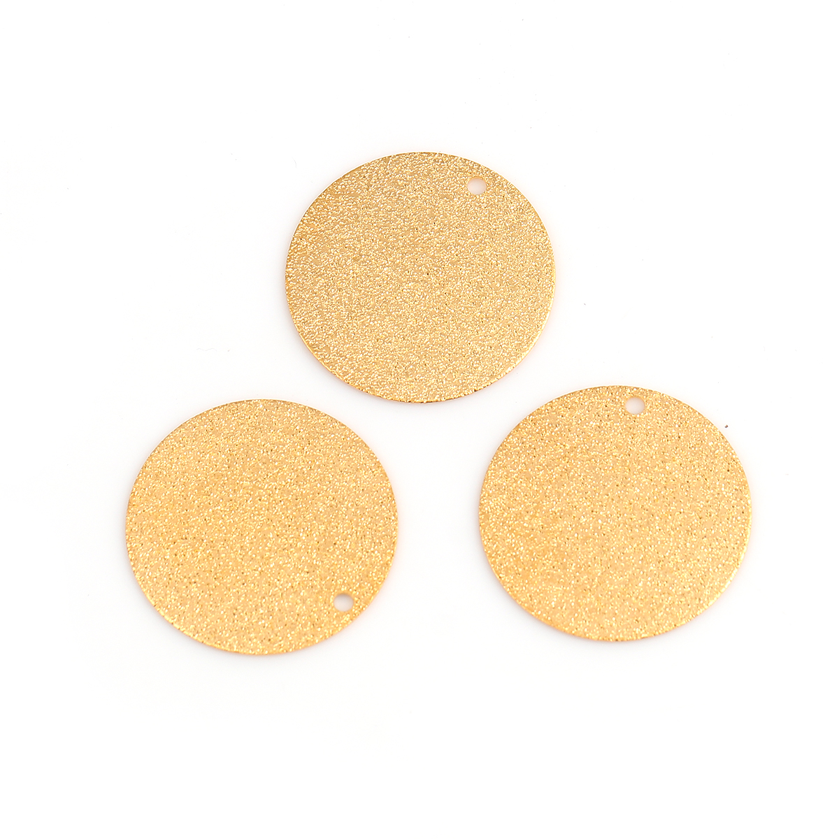Immagine di Ottone Charms Tondo Oro Placcato Polvere di Stelle 25mm Dia., 10 Pz