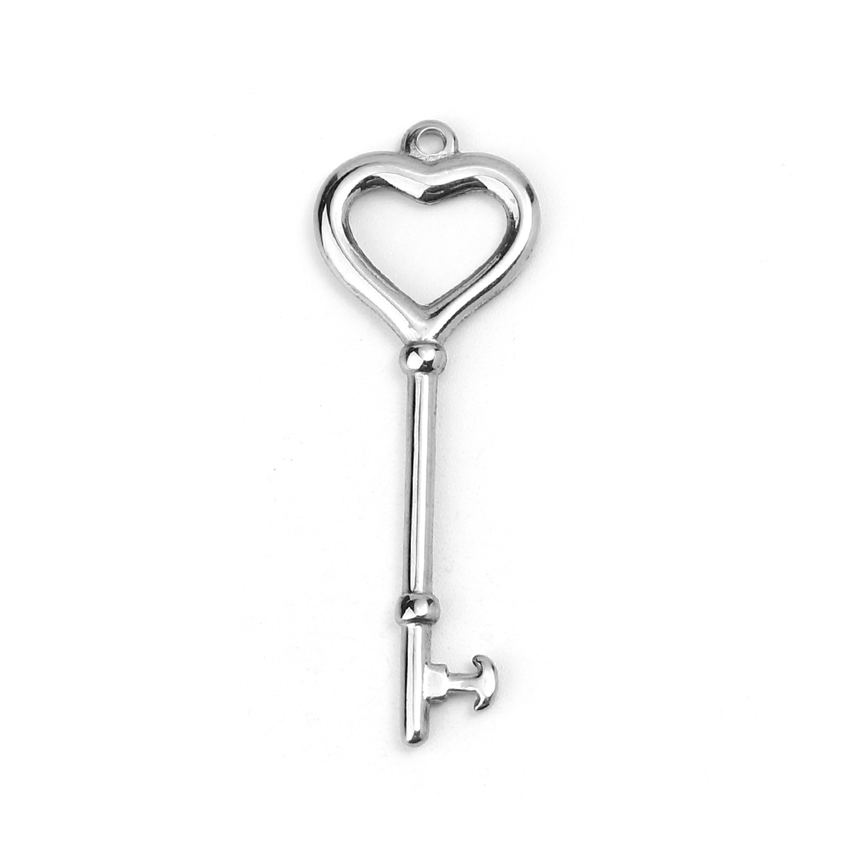 Imagen de 304 Acero Inoxidable Colgantes Llave Tono de Plata Corazón 50mm x 18mm, 5 Unidades