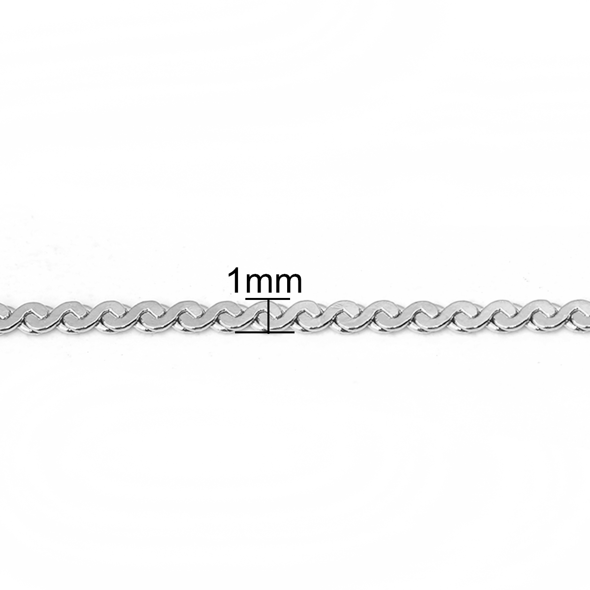 Picture of 304 Stainless Steel Link Chain Necklace S-shape Silver Tone 50.5cm(19 7/8") long, Chain Size: 1mm, 1 Piece