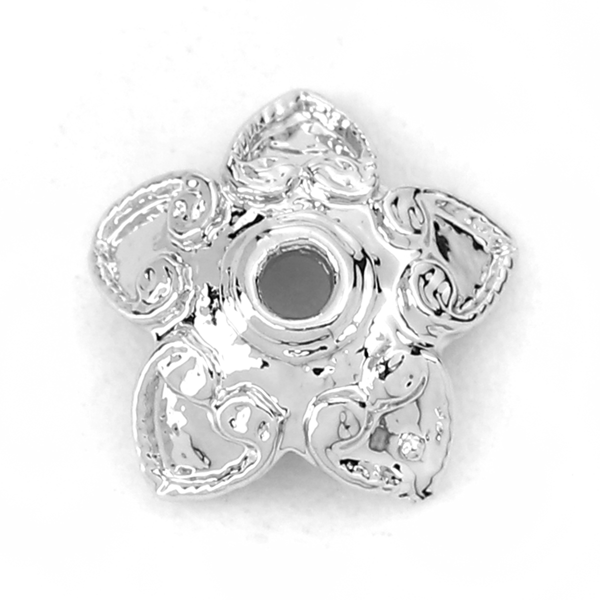 Picture of Brass Beads Caps Flower Real Platinum Plated (Fit Beads Size: 10mm Dia.) 10mm( 3/8") x 10mm( 3/8"), 10 PCs